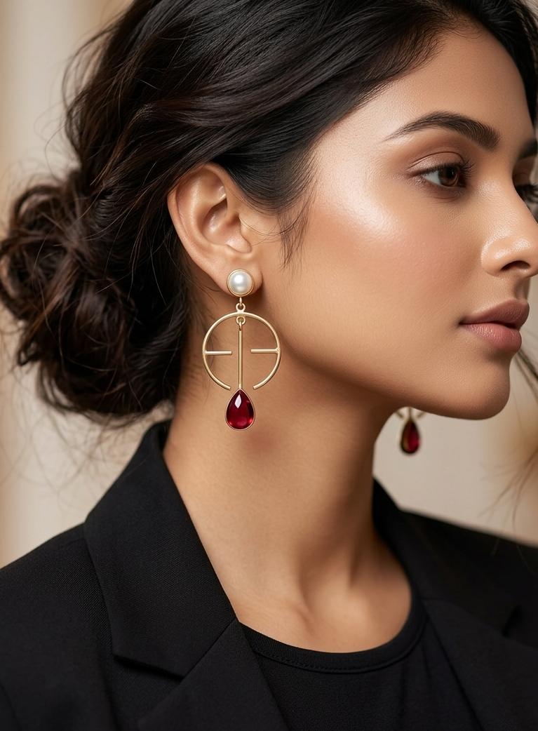 Brush and Monalisha Stone Earring II from Saj Kotha